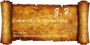 Zakariás Hippolita névjegykártya